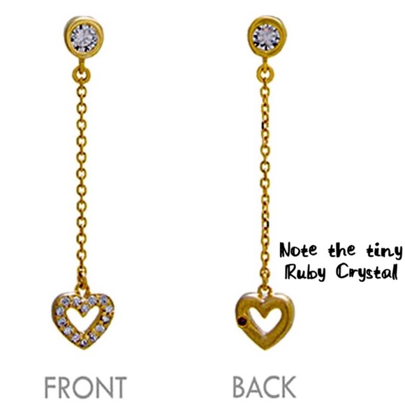 14K Gold Vermeil Cubic Zirconia ”Love on a Chain” Earring-Boutique - Picture 2 of 6
